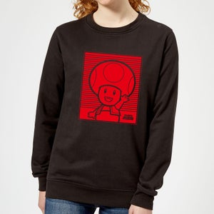 Nintendo Super Mario Toad Retro Line Art Women's Sweatshirt - Black