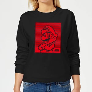 Nintendo Super Mario Retro Line Art Women's Sweatshirt - Black