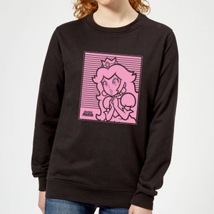 Nintendo Super Mario Princess Peach Retro Line Art Women's Sweatshirt - Black
