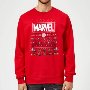 Marvel Avengers Pixel Art Weihnachtspullover – Rot