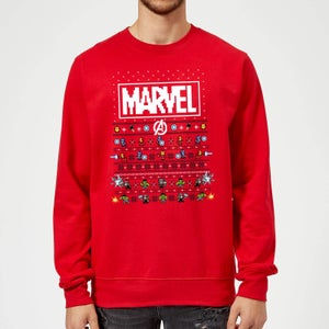 Marvel Avengers Pixel Art Christmas Jumper - Red