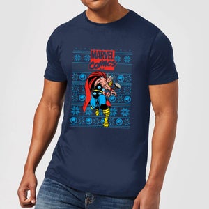 Marvel Avengers Thor Men's Christmas T-Shirt - Navy
