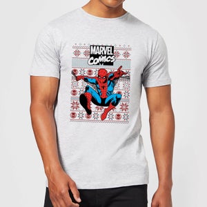 Camiseta navideña para hombre Avengers Classic Spider-Man de Marvel - Gris