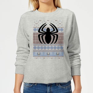 Marvel Avengers Spider-Man Logo Women's Christmas Sweatshirt - Grey