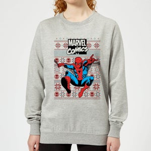 Marvel Avengers Classic Spider-Man Women's Christmas Sweatshirt - Grey