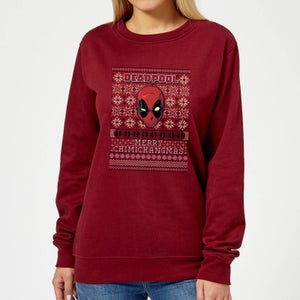 Marvel Deadpool Damen Weihnachtspullover – Burgund
