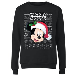 Disney Classic Mickey Mouse Damen Weihnachtspullover - Schwarz