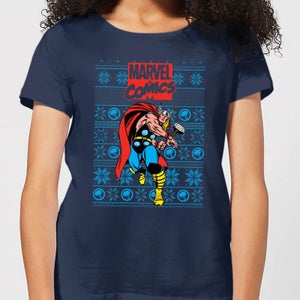 Marvel Avengers Thor Damen Christmas T-Shirt - Navy Blau