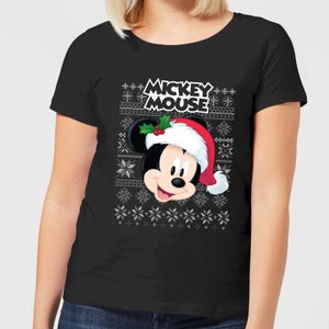 T-Shirt Disney Classic Topolino Christmas - Nero - Donna