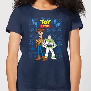 Disney Toy Story Damen Christmas T-Shirt - Navy Blau