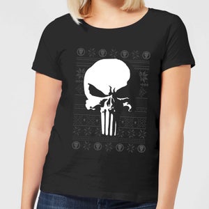 T-Shirt de Noël Femme Marvel Punisher - Noir