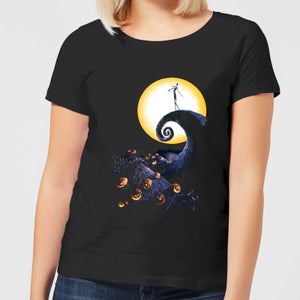 Nightmare Before Christmas Jack Skellington Pumpkin King Colour Women's T-Shirt - Black