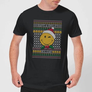 T-Shirt de Noël Homme Smiley Holidays - Noir