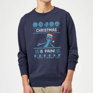 Rick and Morty Mr Meeseeks Pain Christmas Sweatshirt - Navy