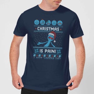 Camiseta navideña Mr Meeseeks Pain para hombre de Rick and Morty - Azul marino