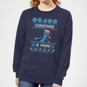 Rick and Morty Mr Meeseeks Pain Women's Christmas Jumper - Navy