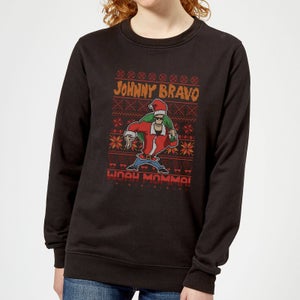 Johnny Bravo Johnny Bravo Pattern Women's Christmas Sweatshirt - Black