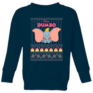 Disney Classic Dumbo Kids Christmas Sweater - Navy