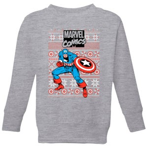 Marvel Avengers Captain America Kids Christmas Sweater - Grey