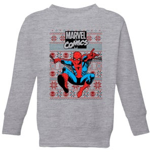 Marvel Avengers Classic Spider-Man Kids Christmas Sweater - Grey