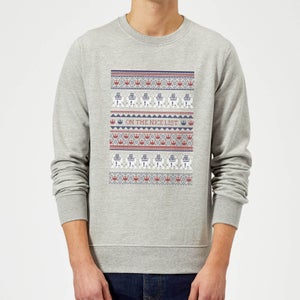 Star Wars On The Nice List Pattern Christmas Sweatshirt - Grey
