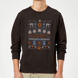 Star Wars Seasons Greeting From Hoth Christmas Sweatshirt - Black