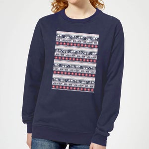 Star Wars AT-AT Pattern Women's Christmas Sweater - Navy