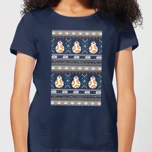 T-Shirt Star Wars BB-8 Pattern Christmas - Navy - Donna