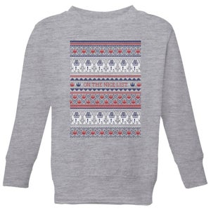 Star Wars On The Nice List Pattern Kids Christmas Sweatshirt - Grey