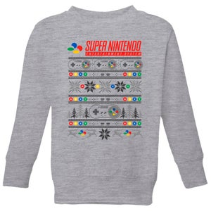 Nintendo Christmas SNES Pattern Kinder Pullover - Grau