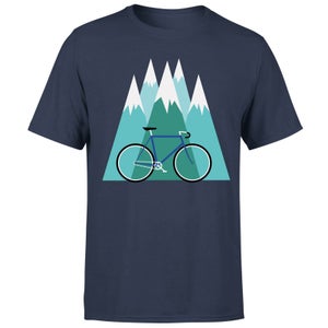 Bike and Mountains Men's Christmas T-Shirt - Navy