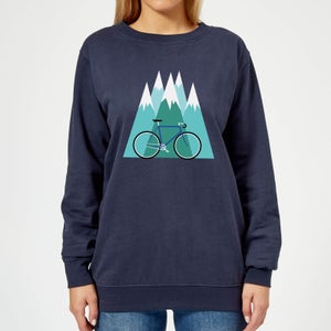 Bike and Mountains Women's Christmas Jumper - Navy