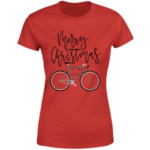 Bike Lights Women's Christmas T-Shirt - Red