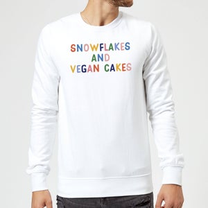 Snowflakes and Vegan Cakes Christmas Sweatshirt - White