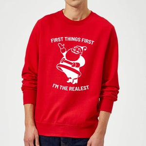 First Things First I'm The Realest Christmas Sweatshirt - Red