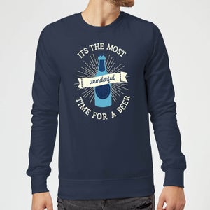 It's The Most Wonderful Time for A Beer Christmas Sweatshirt - Navy