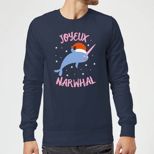 Joyeux Narwhal Christmas Sweatshirt - Navy
