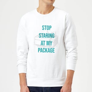 Stop Staring At My Package Christmas Sweatshirt - White