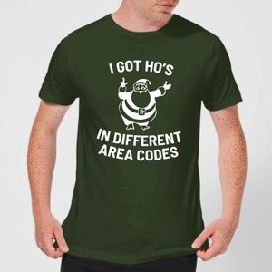 I Got Ho's In Different Area Codes Men's Christmas T-Shirt - Forest Green