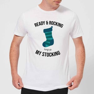 Ready & Rocking Hung Up My Stocking Men's Christmas T-Shirt - White