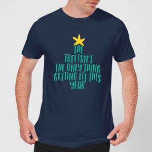 The Tree Isn't The Only Thing Getting Lit This Year Men's Christmas T-Shirt - Navy