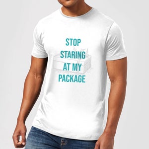 Stop Staring At My Package Men's Christmas T-Shirt - White