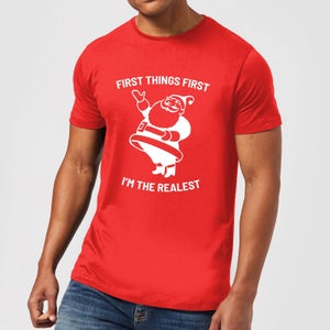 First Things First I'm The Realest Men's Christmas T-Shirt - Red