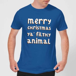 Merry Christmas Ya' Filthy Animal Men's Christmas T-Shirt - Royal Blue
