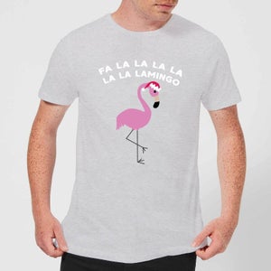 Fa La La La La La La Lamingo Men's Christmas T-Shirt - Grey