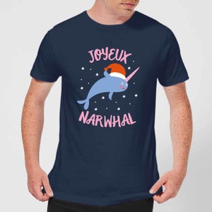 Joyeux Narwhal Men's Christmas T-Shirt - Navy