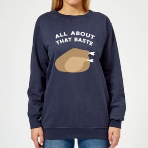 All About That Baste Women's Christmas Sweatshirt - Navy