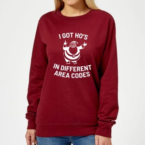 I Got Ho's In Different Area Codes Women's Christmas Sweater - Burgundy