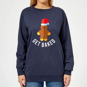 Get Baked Women's Christmas Sweatshirt - Navy