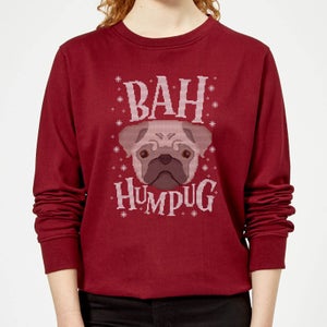 Bah Humpug Women's Christmas Sweatshirt - Burgundy